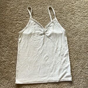 American Eagle Outfitters cream/white ribbed soft and sexy Henley tank top